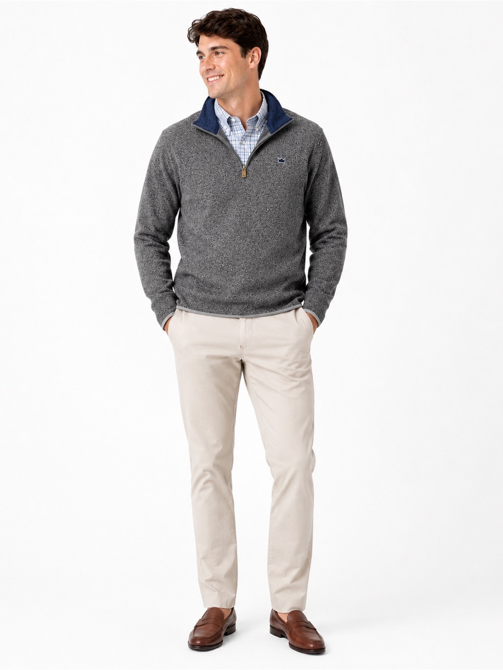 Crown & Ivy Gray Quarter-Zip Sweater